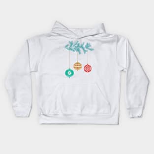 Retro Christmas Ornament Branch Kids Hoodie